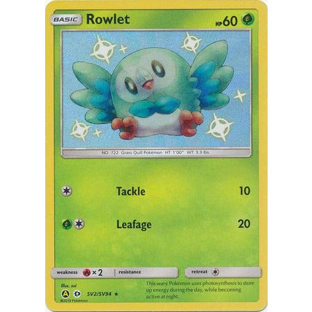 Pokemon Hidden Fates Rowlet - SV2/SV94 - Shiny Rare