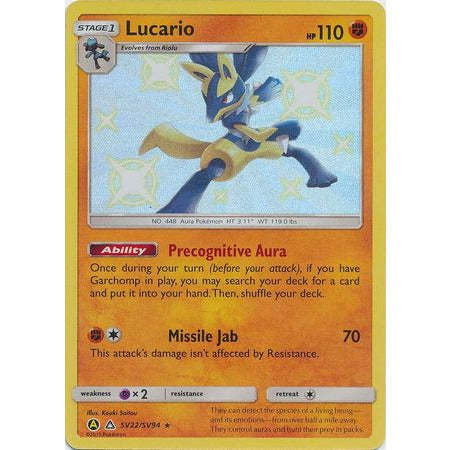 Pokemon Kort Hidden Fates Singles Lucario - SV22/SV94 - Shiny Rare - PokeGal.no