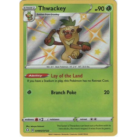 Pokemon Shining Fates Singles Thwackey - SV5/SV122 - Shiny Rare - PokeGal.no