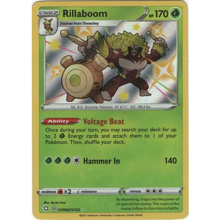 Pokemon Shining Fates SinglesRillaboom - SV006/SV122 - Shiny Rare - PokeGal.no
