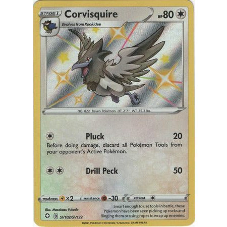 Pokemon Shining Fates Singles Corvisquire - SV102/SV122 - Shiny Rare - PokeGal.no