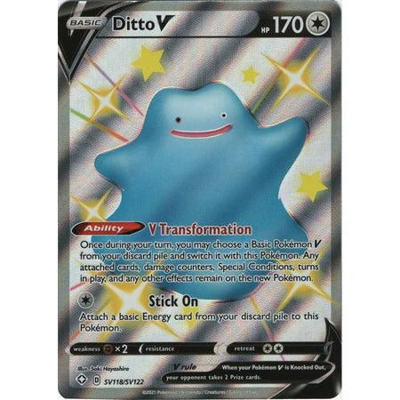 Pokemon Shining Fates Singles Ditto V - SV118/SV122 - Shiny Rare - PokeGal.no