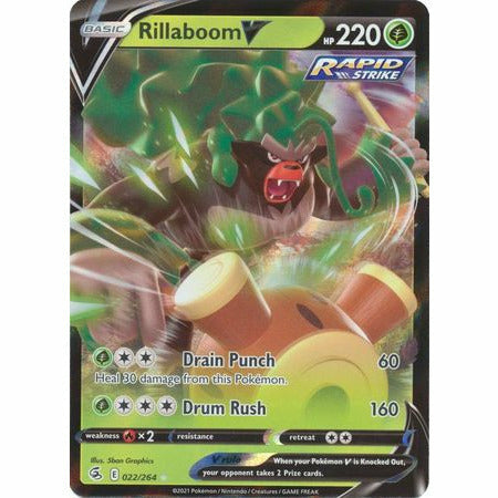 Pokemon -Fusion Strike Rillaboom V - 22/264 - Ultra Rare - PokeGal.no