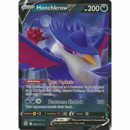 Pokemon Brilliant Stars Singles Honchkrow V - 88/172 - Ultra Rare - PokeGal.no