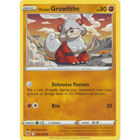 Hisuian Growlithe - 070 /189 - Common Sword & Shield: Astral Radiance Single Card