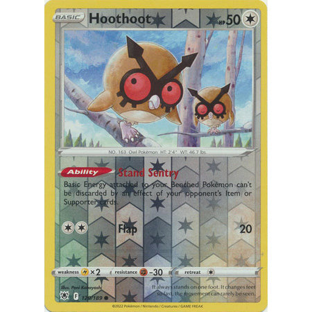 Hoothoot - 120/189 - Common Reverse Holo Sword & Shield: Astral Radiance Single Card  Pokemon Kort og andre samlekort Pokegal.no