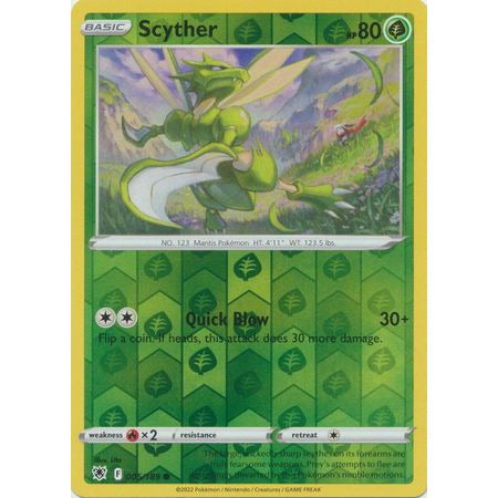 Scyther - 005/189 - Common Reverse Holo Sword & Shield: Astral Radiance Single Card