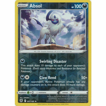 Absol - 097/189 - Holo Rare Reverse Holo Sword & Shield: Astral Radiance Single CardPokemon Kort Absol - 097/189 - Holo Rare Reverse Holo- Pokegal.no