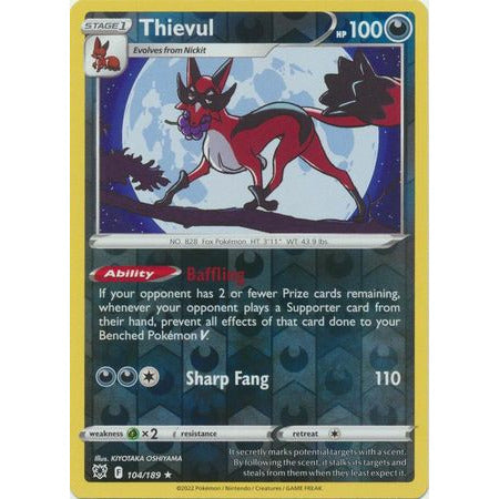 Thievul - 104/189 - Uncommon Reverse Holo Sword & Shield: Astral Radiance Single Card