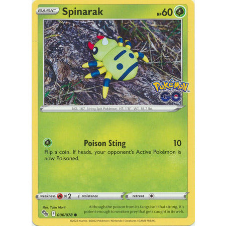 Pokemon Kort - Pokemon Go singles Spinarak - 006/078 - Common - Ultra Rare - PokeGal.no