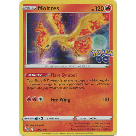 Pokemon Kort - Pokemon Go singles Radiant Moltres - 012/078 - Holo Rare  - PokeGal.no