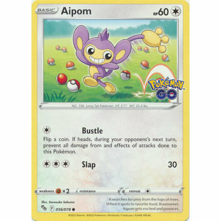 Pokemon Kort - Pokemon Go singles Aipom - 056/078 - Commono  - PokeGal.no