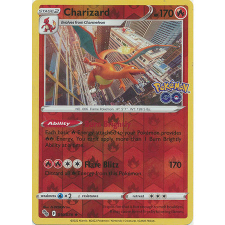 Pokemon Kort - Pokemon Go singles Charizard - 010/078 - Holo Rare Reverse Holo  - PokeGal.no