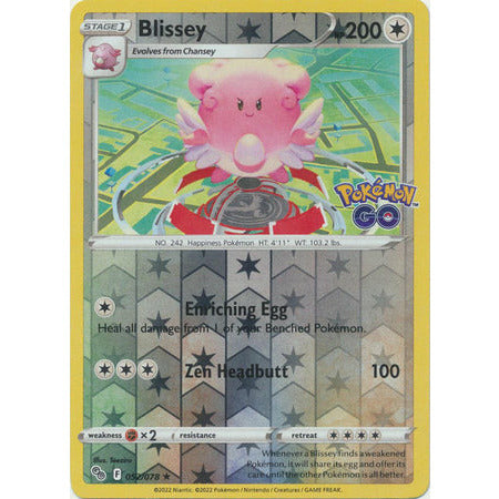Pokemon Kort - Pokemon Go singles Blissey - 052/078 - Holo Rare Reverse Holo  - PokeGal.no