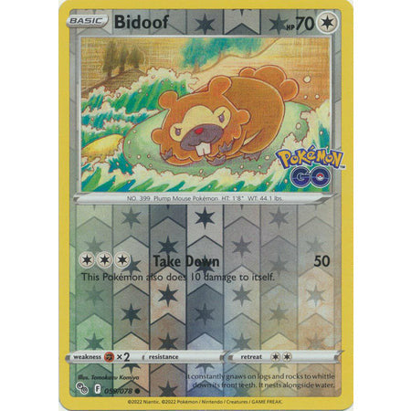 Pokemon Kort - Pokemon Go singles Bidoof - 059/078 - Common Reverse Holon  - PokeGal.no