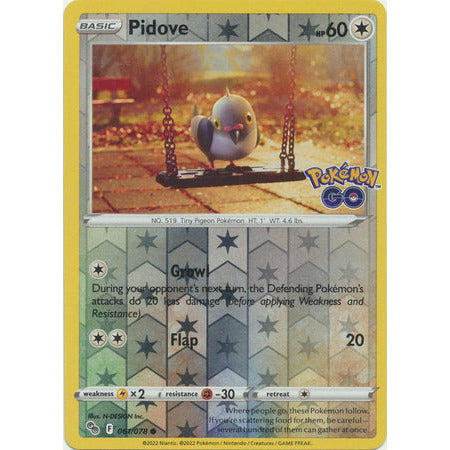 Pokemon Kort - Pokemon Go singles Pidove - 061/078 - Common Reverse Holo  - PokeGal.no