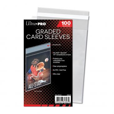 Ultra Pro Graded Card Sleeves Resealable  Sleeves som passer PsA,CGC,Beckett slabs, Også ypperlige til bruk ved lagring av Kort/Toploadere eller til pakking ved postsendinger.  # 81307  UPC: 074427813079