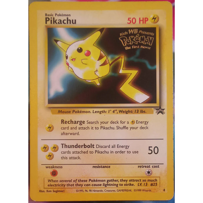 Pikachu Black Star Promo 4 Vintage 1999 WOTC Pokemon Card Kids WB First Movie