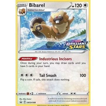 Pokemon Brilliant Stars Singles Bibarel (SWSH 188)  Promo  - PokeGal.no